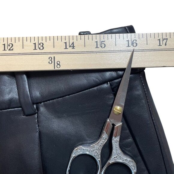 .Crew Faux Leather Straight Leg Pants Size 12 Black NWT - Picture 12 of 16